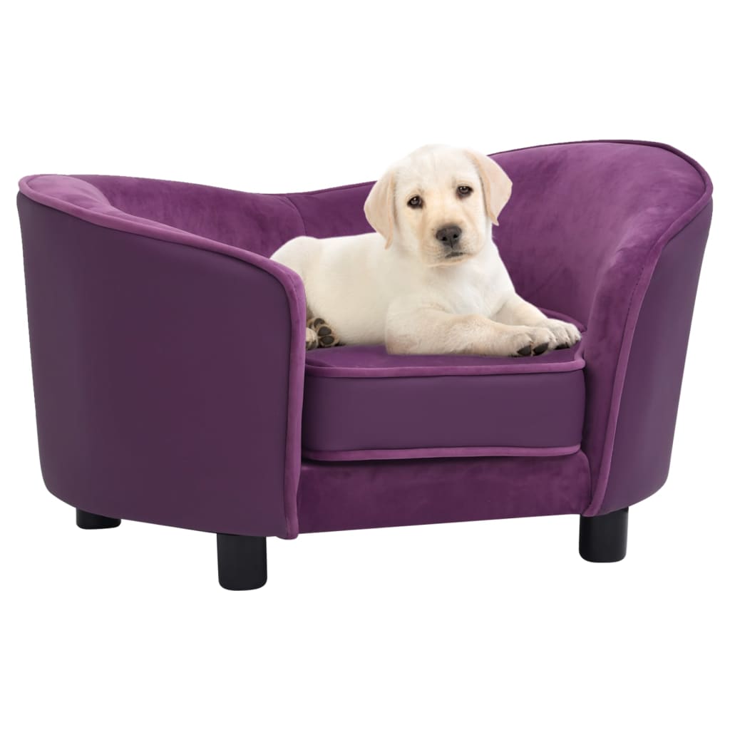 Vidaxxl canapé pour chien 69x49x40 cm peluche et cuir artificiel bordeaux