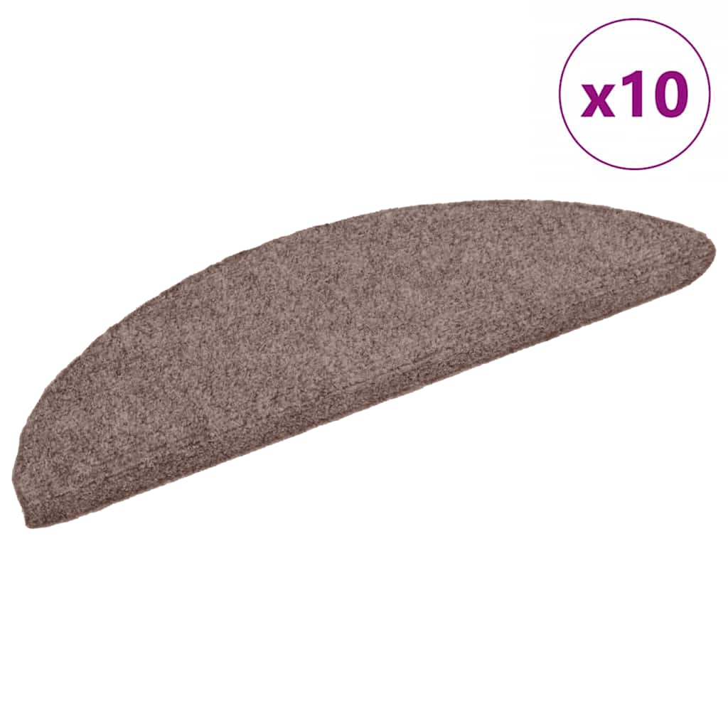 VidaXL tapis d'escalier auto-adhésifs 10 pièces 56x17x3 cm marron clair semi-circulaire