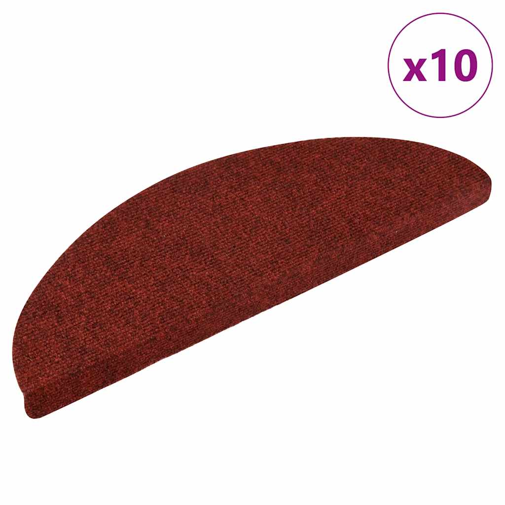 Vidaxl Stair Mats auto-adhésif 10 ST 56X17X3 CM Bordeaux Red Semi-Round