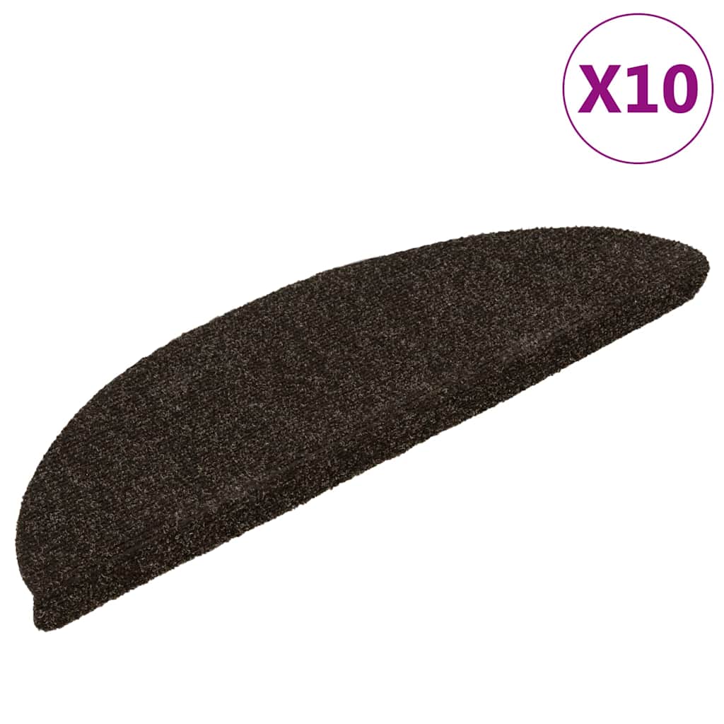 Vidaxl Stair Mats auto-adhésif 10 ST 56X17X3 cm Hémisphère brun foncé