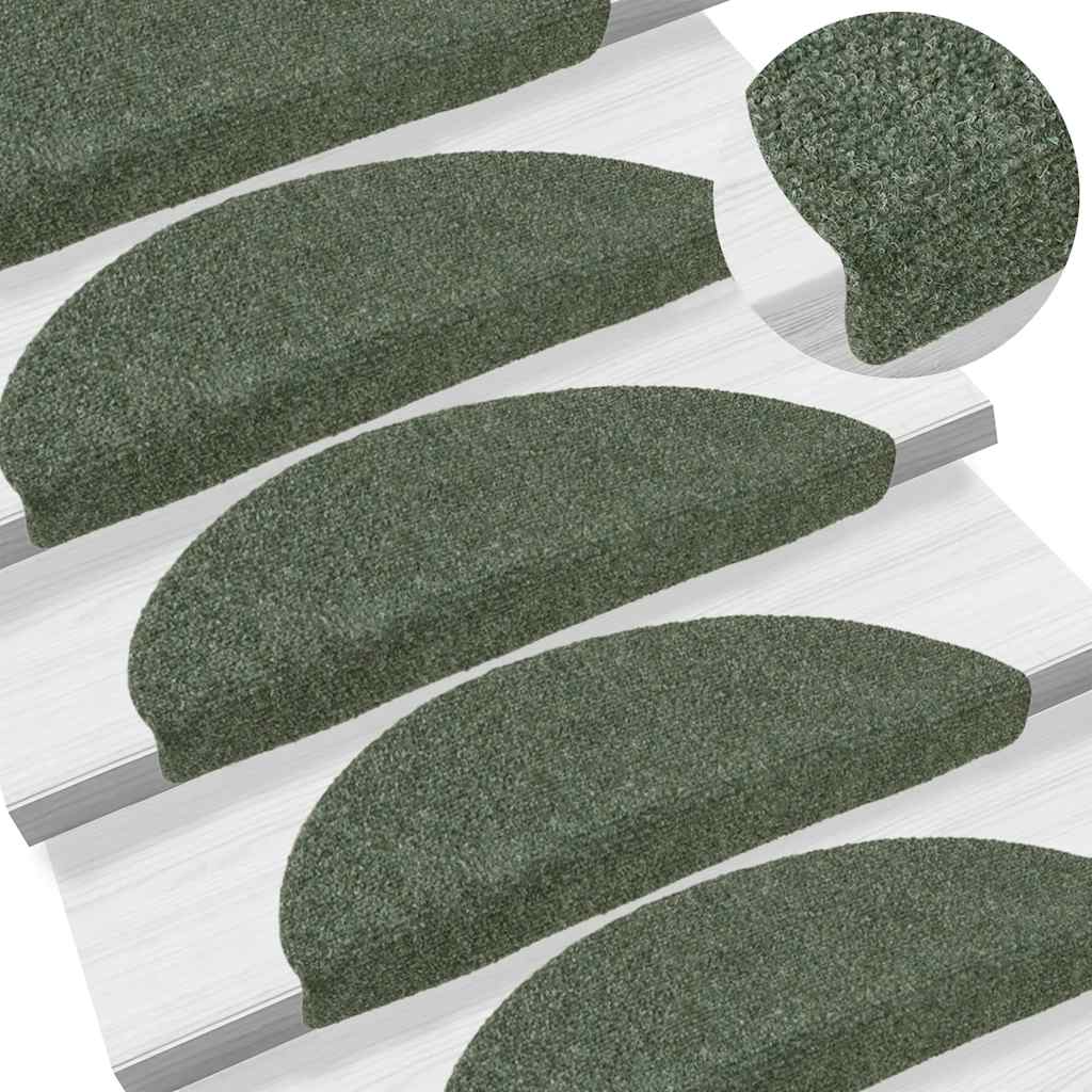 VidaXL tapis d'escalier auto-adhésifs 10 pcs 56x17x3 cm vert semi-circulaire