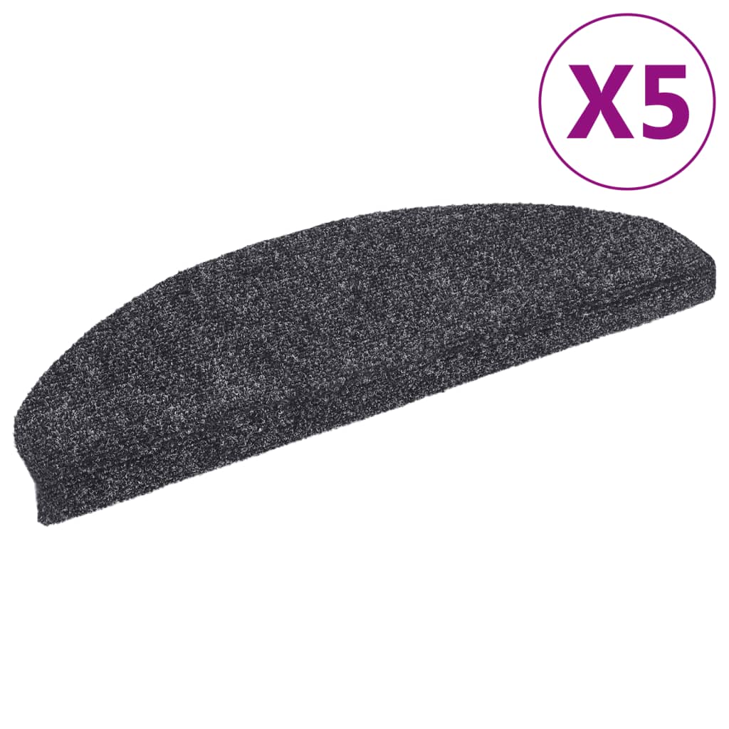 Mattes d'escalier vidaxl auto-adhésifs 5 pièces 65x21x4 cm Hémisphère gris foncé grand