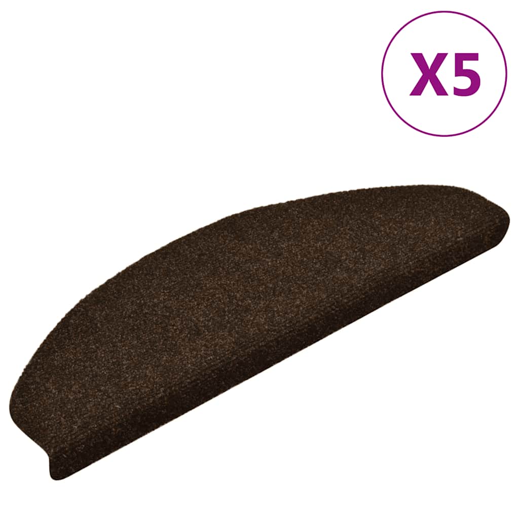 Vidaxl Mat à escalier auto-adhésif 5 pièces 65x21x4 cm brun semi -ounds grandes