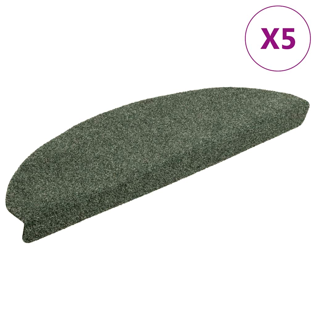 VidaXL tapis d'escalier auto-adhésifs 5 pièces 65x21x4 cm vert semi-circulaire grand