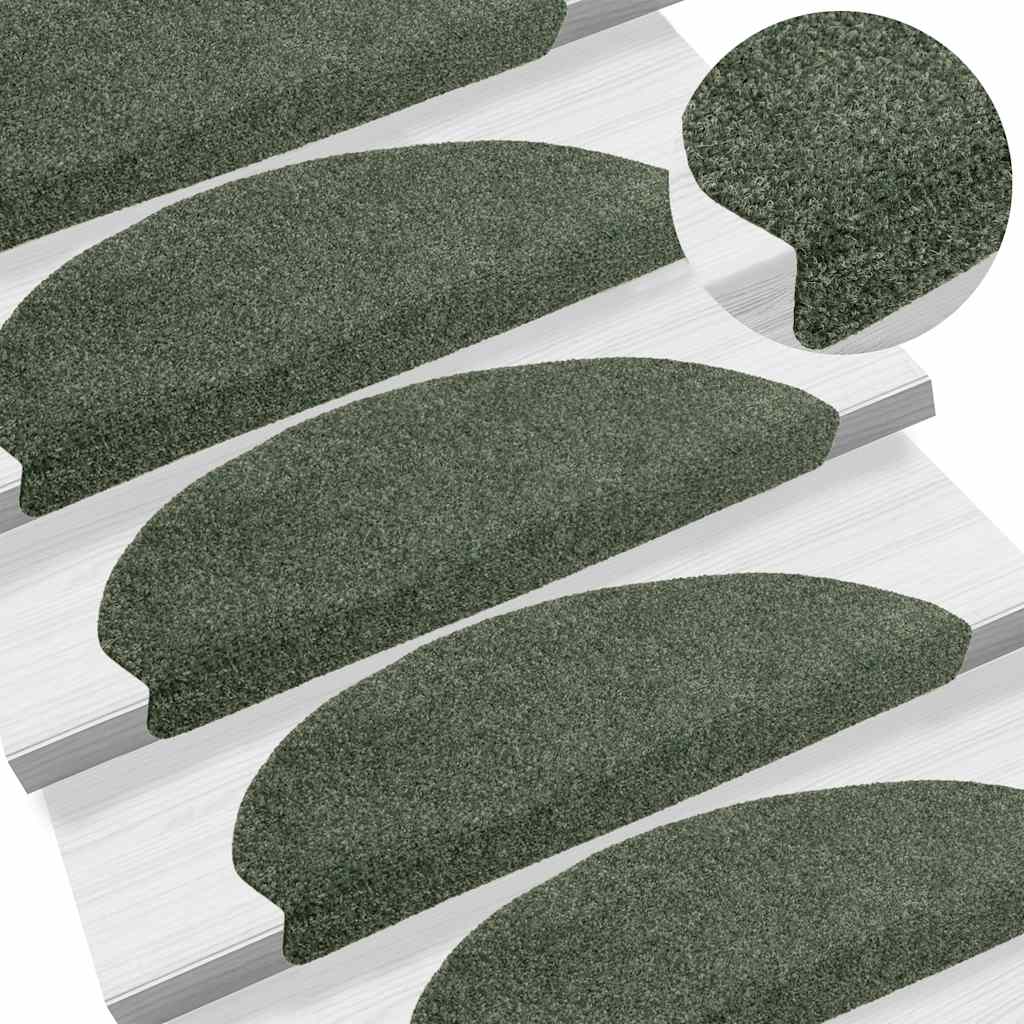VidaXL tapis d'escalier auto-adhésifs 5 pièces 65x21x4 cm vert semi-circulaire grand