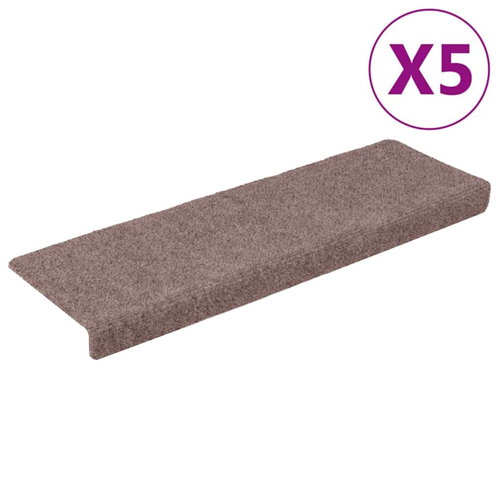 Mattes d'escalier vidaxl auto-adhésifs 5 pièces 65x21x4 cm crème rectangulaire bord