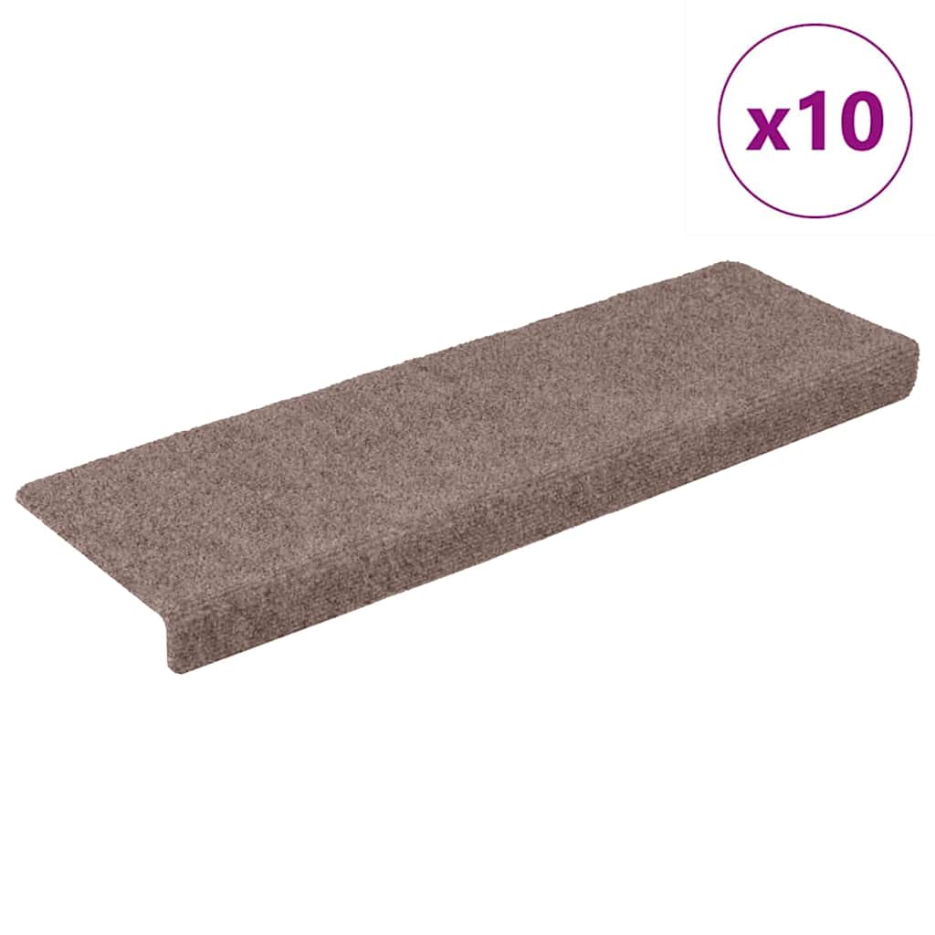 Mattes d'escalier vidaxl auto-adhésifs 10 pièces 65x21x4 cm crème avec bord rectangulaire
