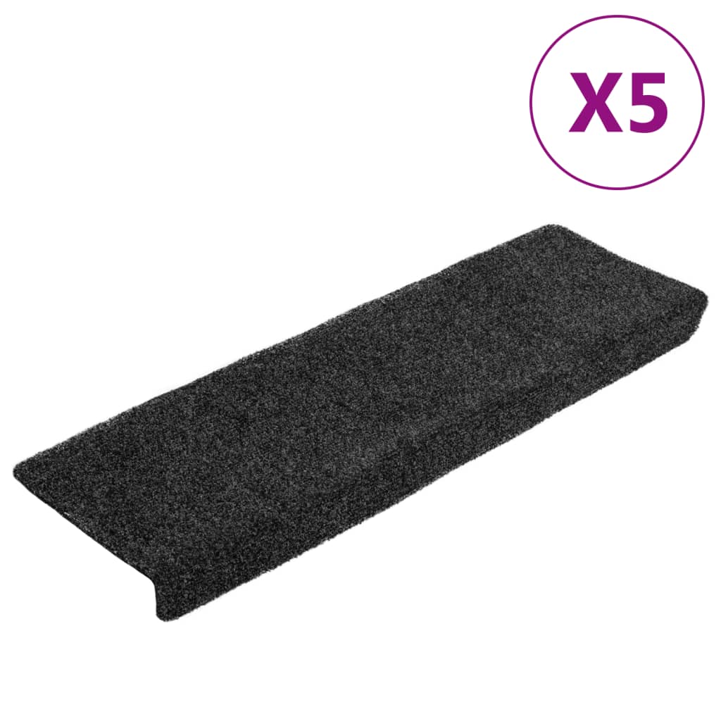 Vidaxl Mat à escalier auto-adhésif 5 pièces 65x21x4 cm Edge rectangulaire gris