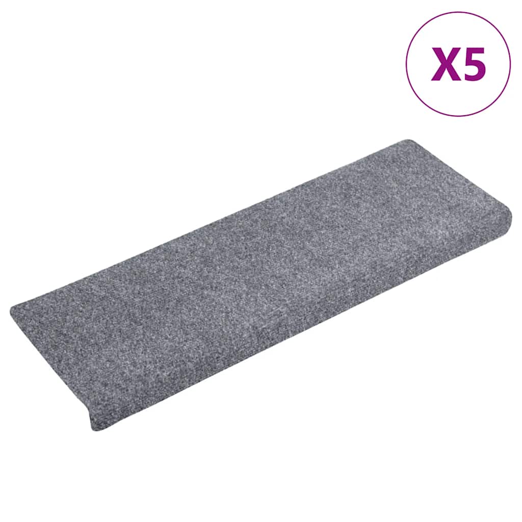 Mattes d'escalier vidaxl auto-adhésifs 5 pièces 65x21x4 cm Gris clair rectangulaire