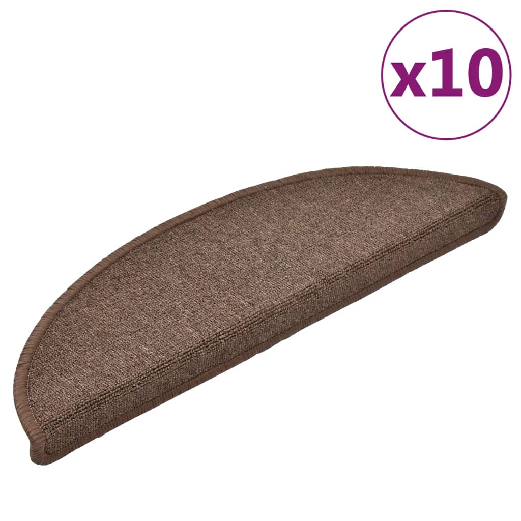VidaXL tapis d'escalier 10 pcs 56x17x3 cm marron café semi-circulaire