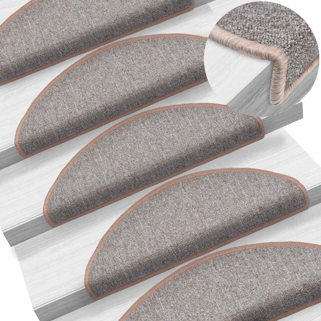 Tapis d'escalier vidaxl 10 st 65x24x4 cm Hémisphère brun clair grand