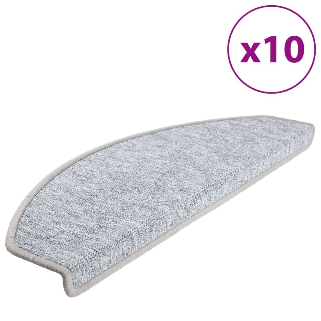 Tapis d'escalier vidaxl 10 st 65x24x4 cm gris clair semi-rounds grandes