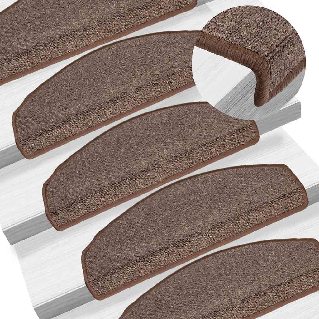 Tapis d'escalier vidaxl 10 pcs 65x24x4 cm café brun semi -ounds grandes