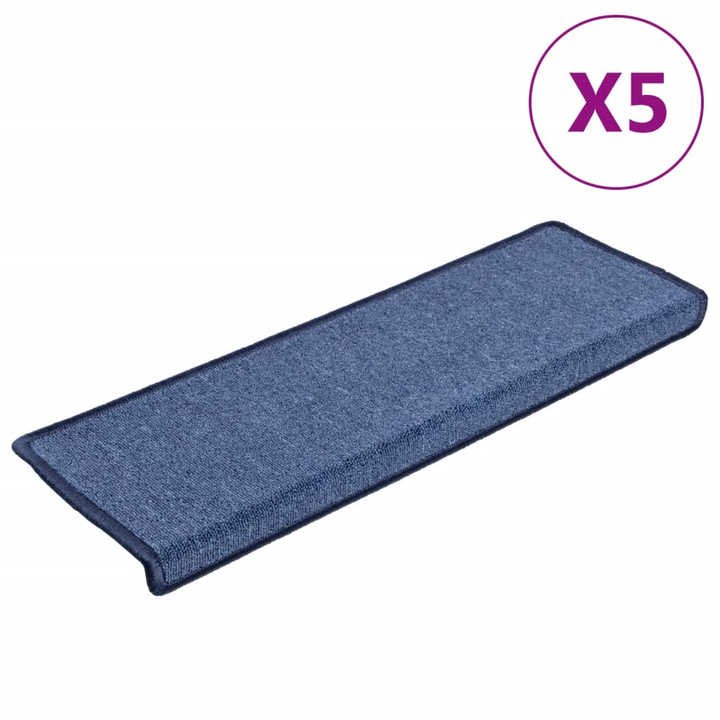 Vidaxx tapis d'escalier 5 pcs 65x21x4 cm bleu