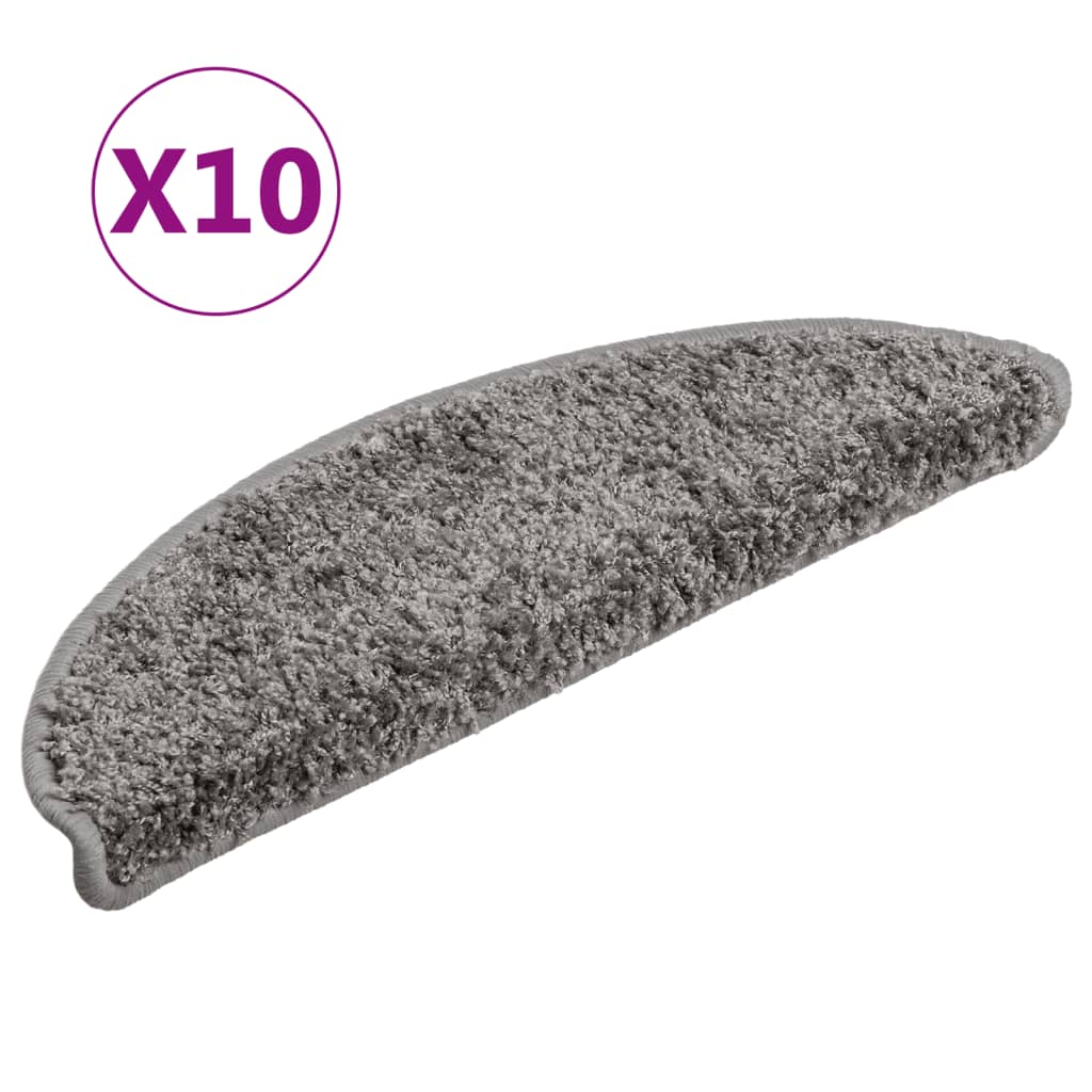 Vidaxx tapis d'escalier 10 pcs 56x17x3 cm gris semi-circulaire