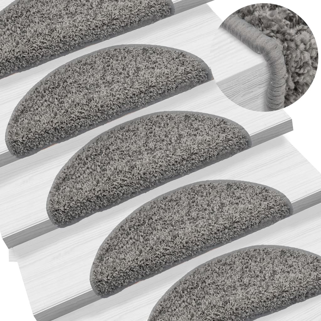 Vidaxx tapis d'escalier 10 pcs 56x17x3 cm gris semi-circulaire