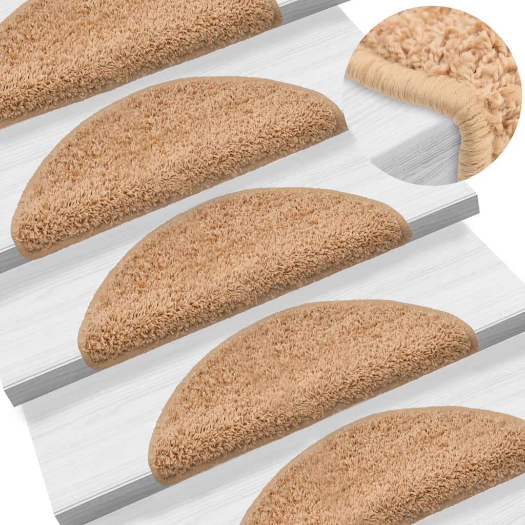Vidaxx tapis d'escalier 10 pcs 56x17x3 cm beige semi-circulaire