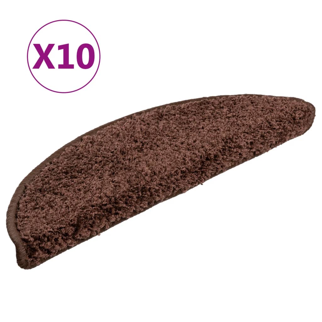 Mattes d'escalier Vidaxl 10 ST 56X17X3 CM BROWN SEMI-ROUNDS