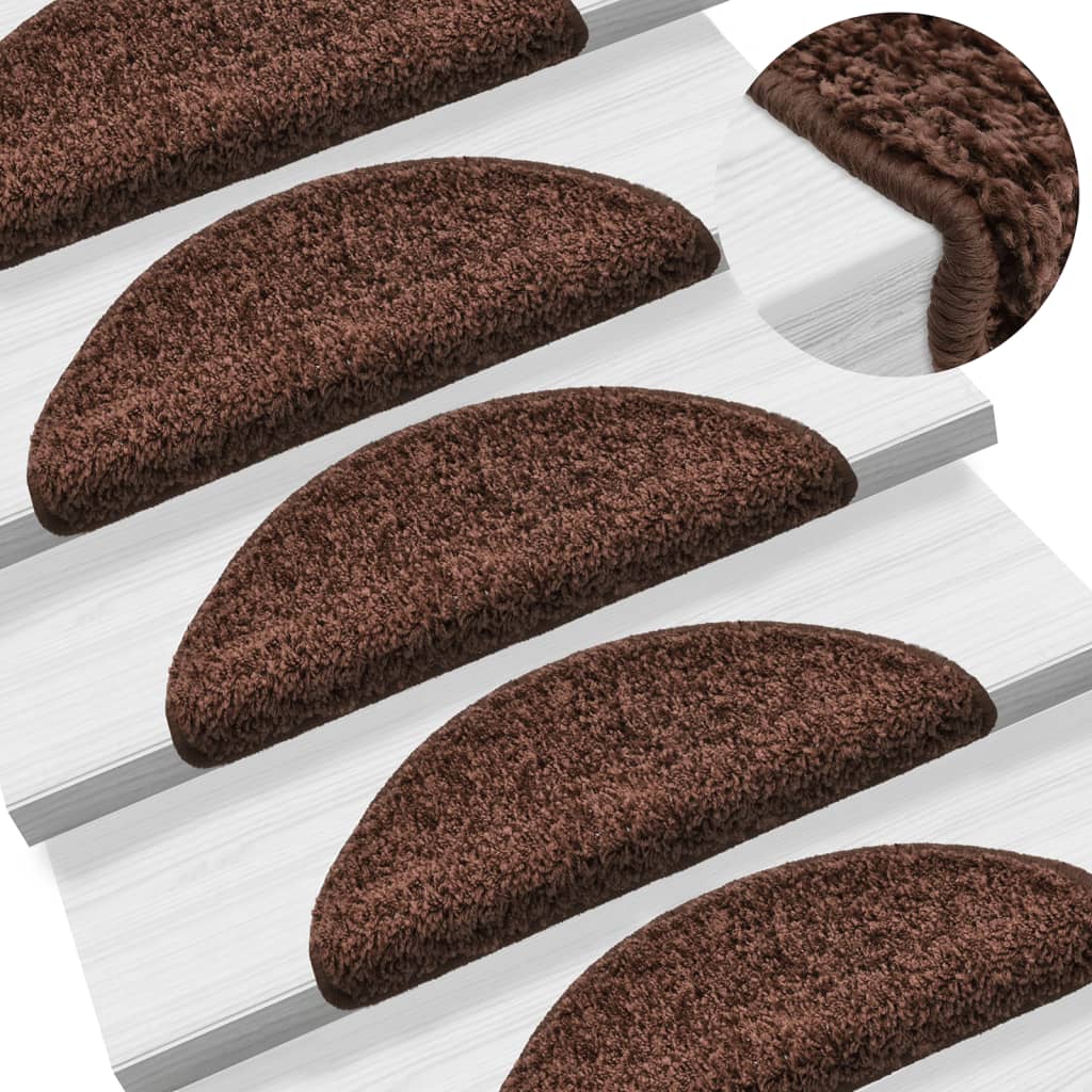 Mattes d'escalier Vidaxl 10 ST 56X17X3 CM BROWN SEMI-ROUNDS