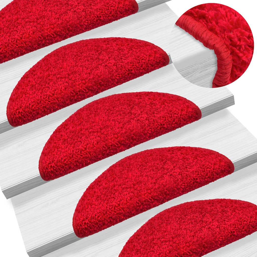 VidaXL tapis d'escalier 10 pcs 56x17x3 cm rouge semi-circulaire