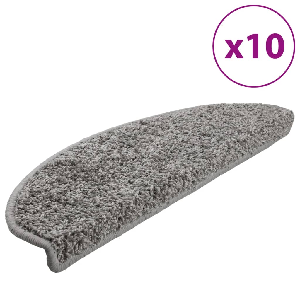 Tapis d'escalier vidaxl 10 st 65x21x4 cm gris semi-rounds