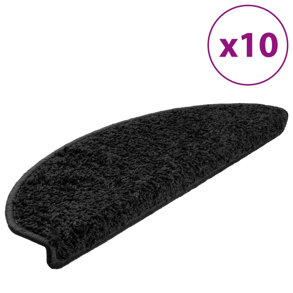Vidaxl Mat à escalier 10 ST 65X21X4 CM BLACK SEMI-ROUNDS