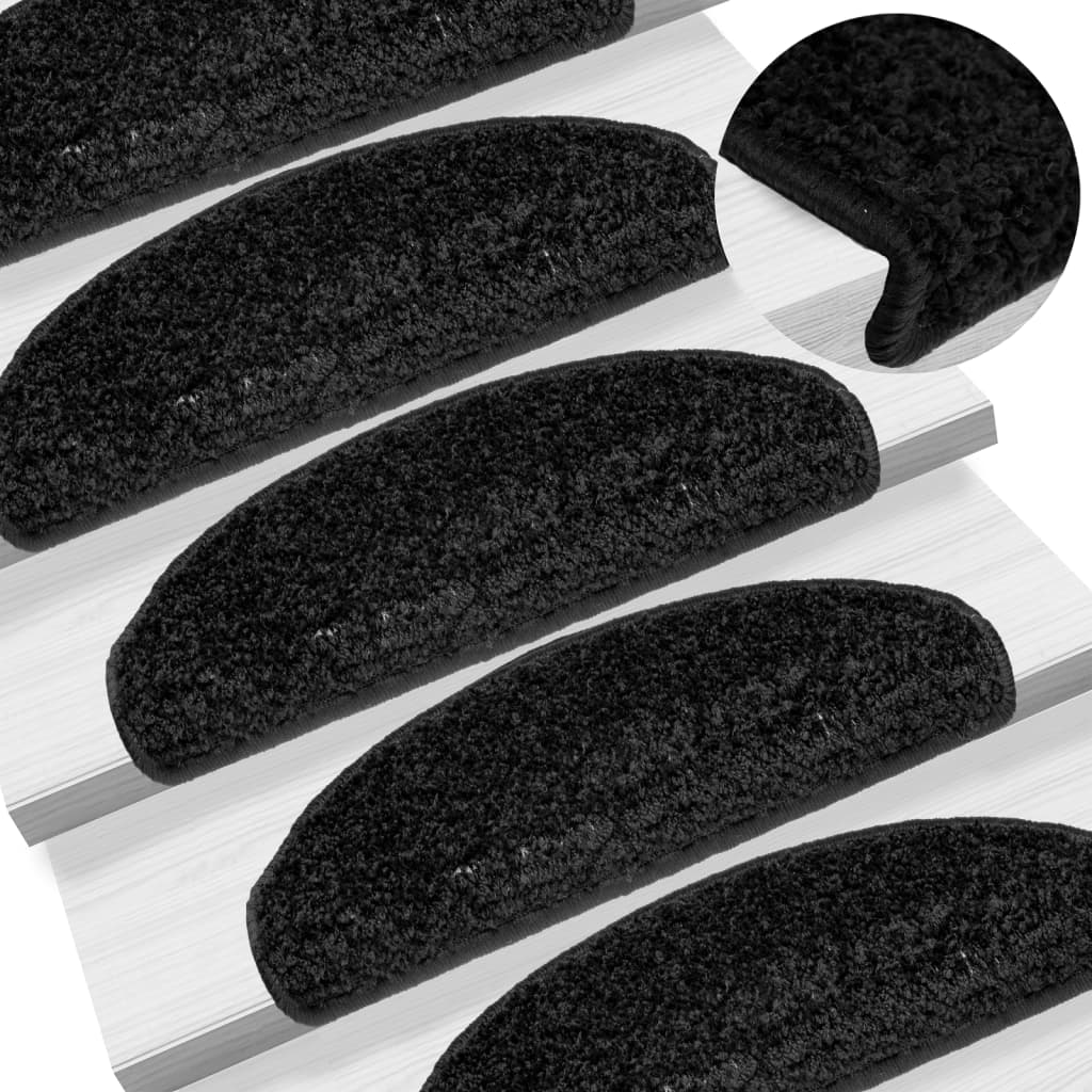 Vidaxl Mat à escalier 10 ST 65X21X4 CM BLACK SEMI-ROUNDS