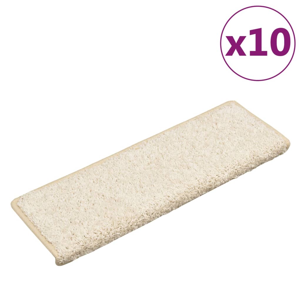 VidaXL tapis d'escalier 10 pcs 65x21x4 cm blanc