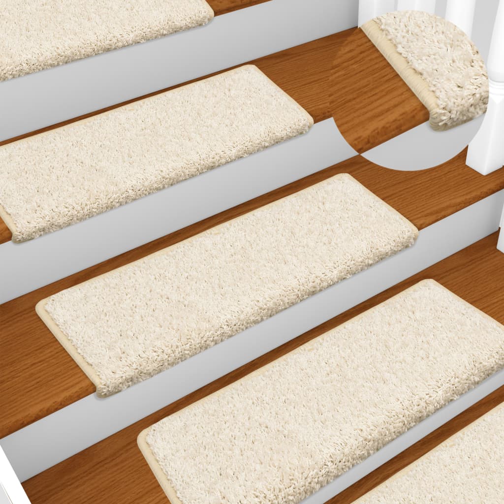 VidaXL tapis d'escalier 10 pcs 65x21x4 cm blanc