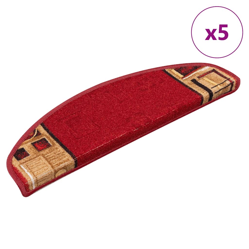 VidaXL tapis d'escalier auto-adhésif 5 pcs 65x21x4 cm rouge