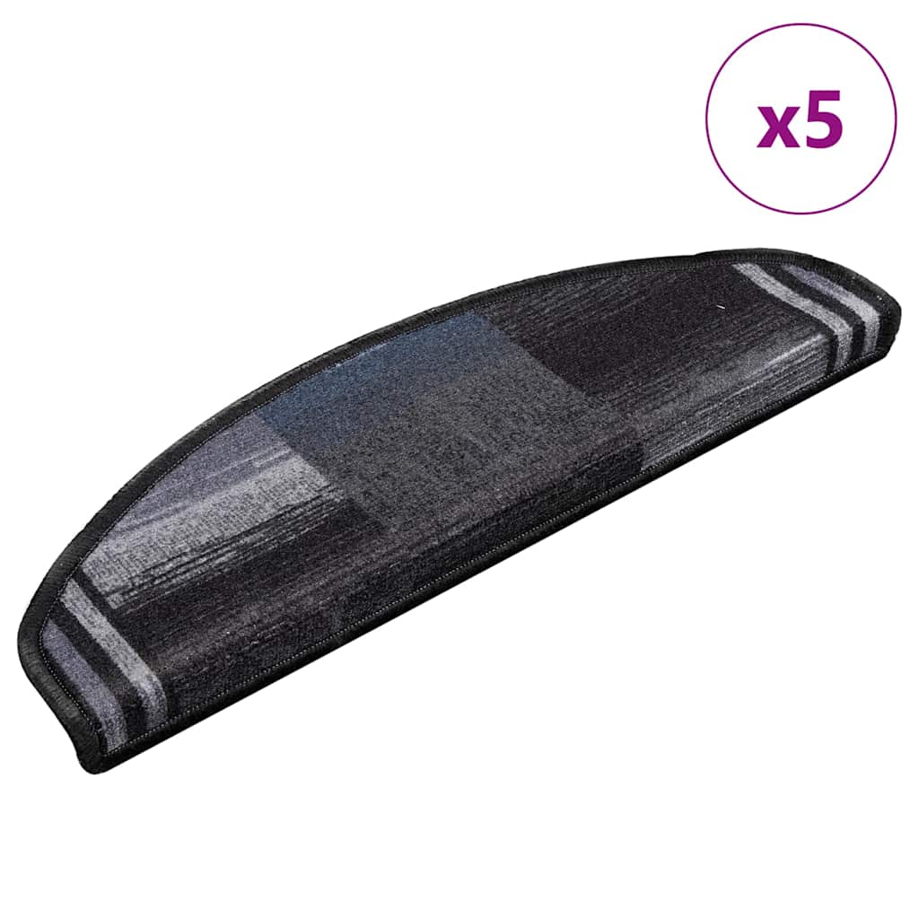 VidaXL tapis d'escalier auto-adhésifs 5 pcs 65x21x4 cm noir et gris