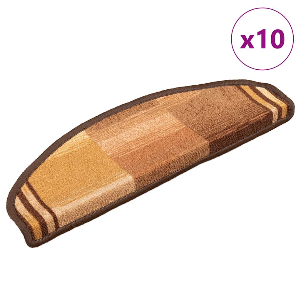 VidaXL tapis d'escalier auto-adhésifs 10 pcs 65x21x4 cm marron