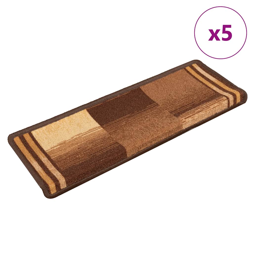 VidaXL tapis d'escalier auto-adhésifs 5 pcs 65x21x4 cm marron