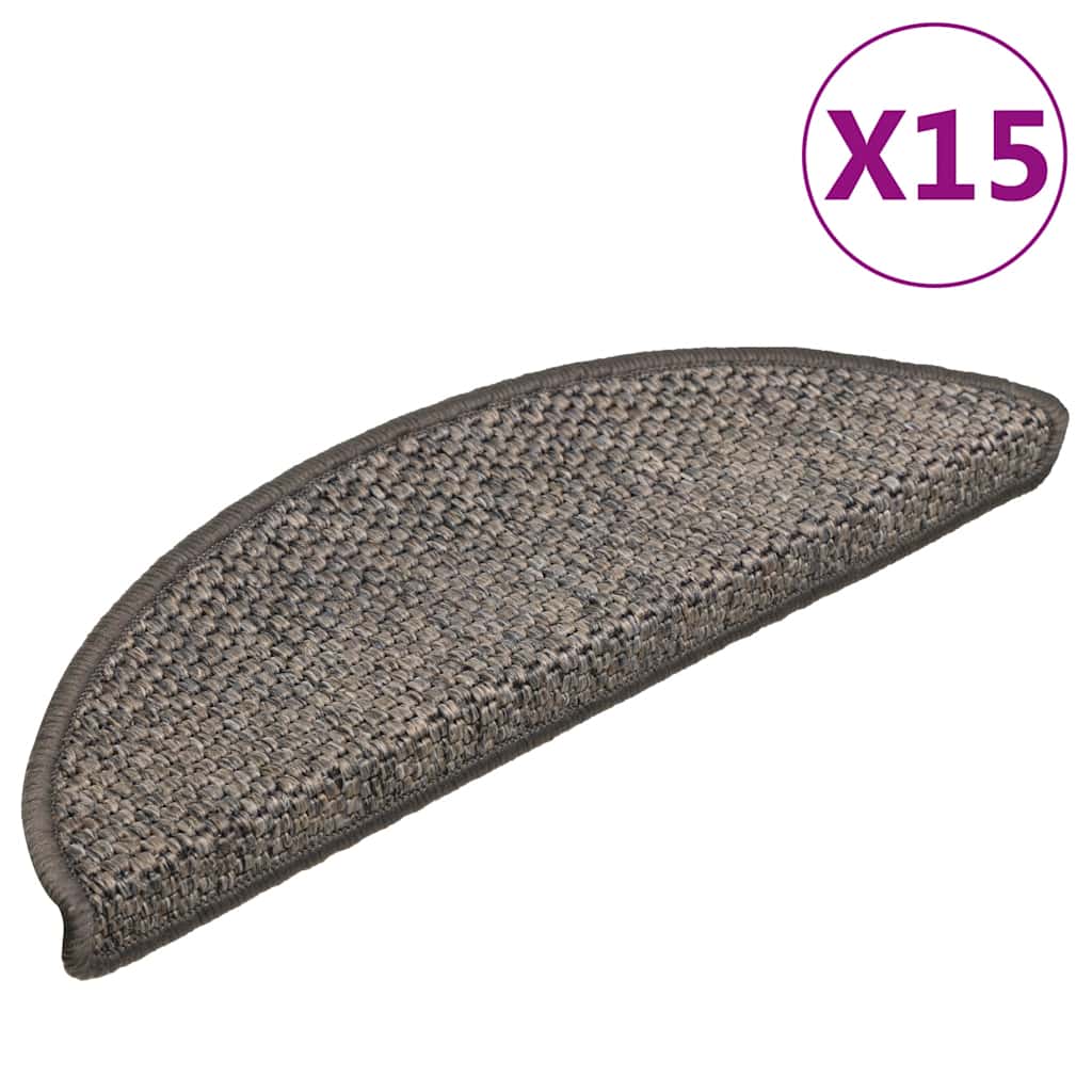 VidaXL tapis d'escalier auto-adhésifs 15 pcs aspect sisal 56x17x3 cm gris-beige
