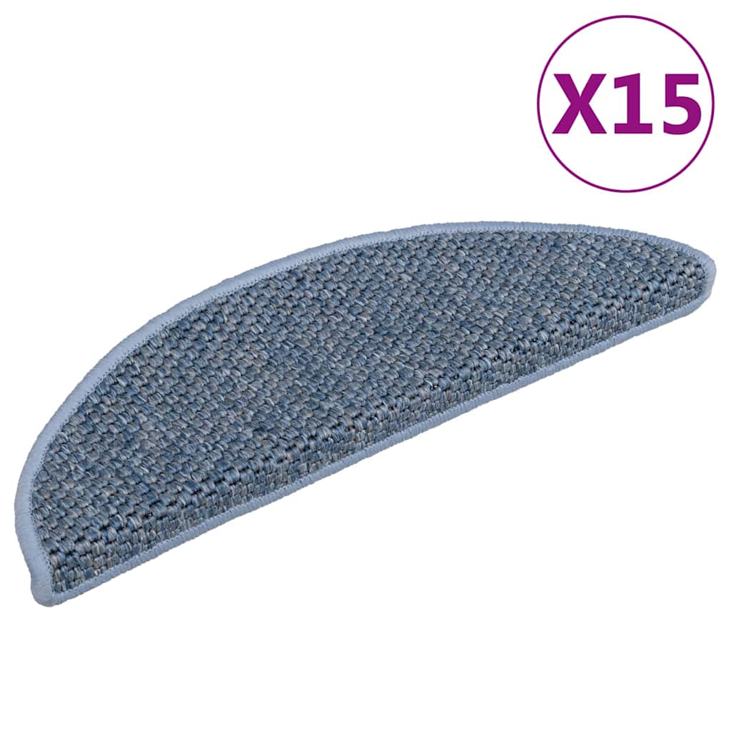 VidaXL tapis d'escalier auto-adhésifs 15 pcs aspect sisal 56x17x3 cm bleu