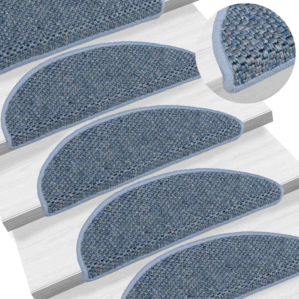 VidaXL tapis d'escalier auto-adhésifs 15 pcs aspect sisal 56x17x3 cm bleu