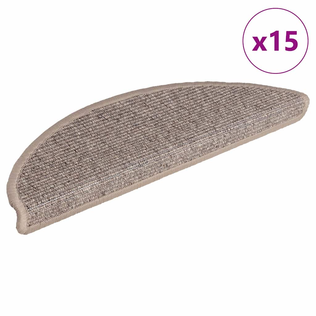 VidaXL tapis d'escalier 15 pcs 56x17x3 cm beige foncé semi-circulaire