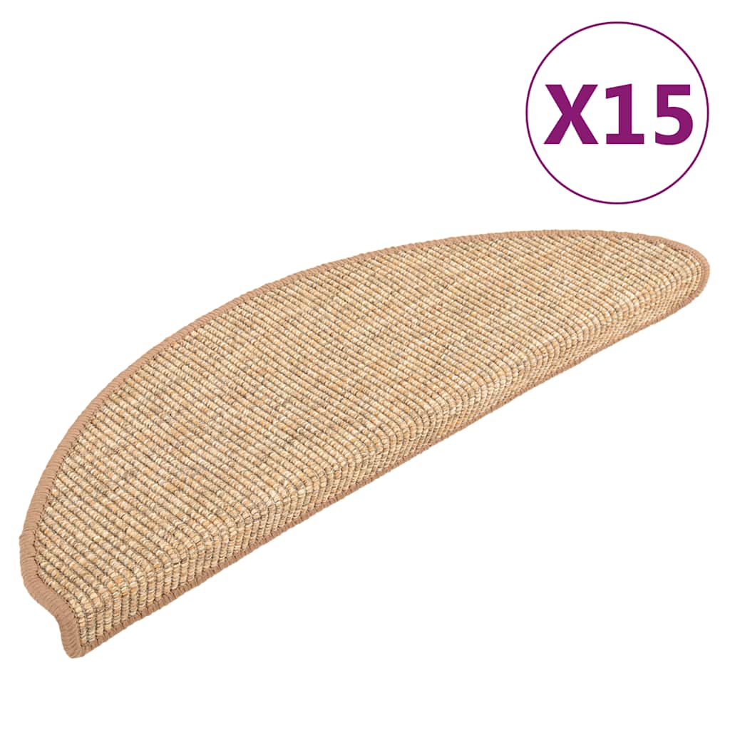 Mattes d'escalier Vidaxl 15 ST 56X17X3 cm Hémisphère brun clair