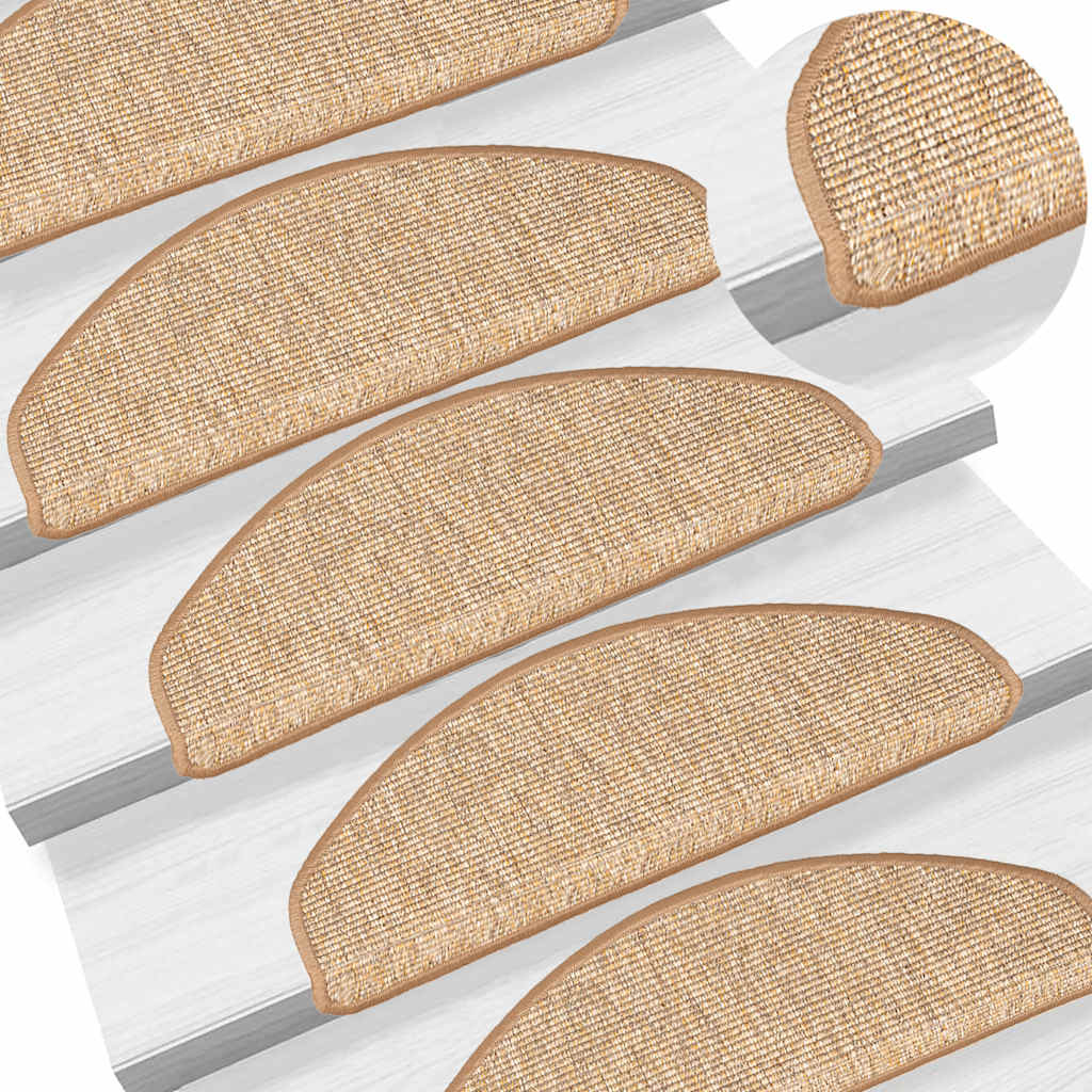 VidaXL Tapis d'escalier auto-adhésifs 15 pcs 65x21x4 cm marron clair