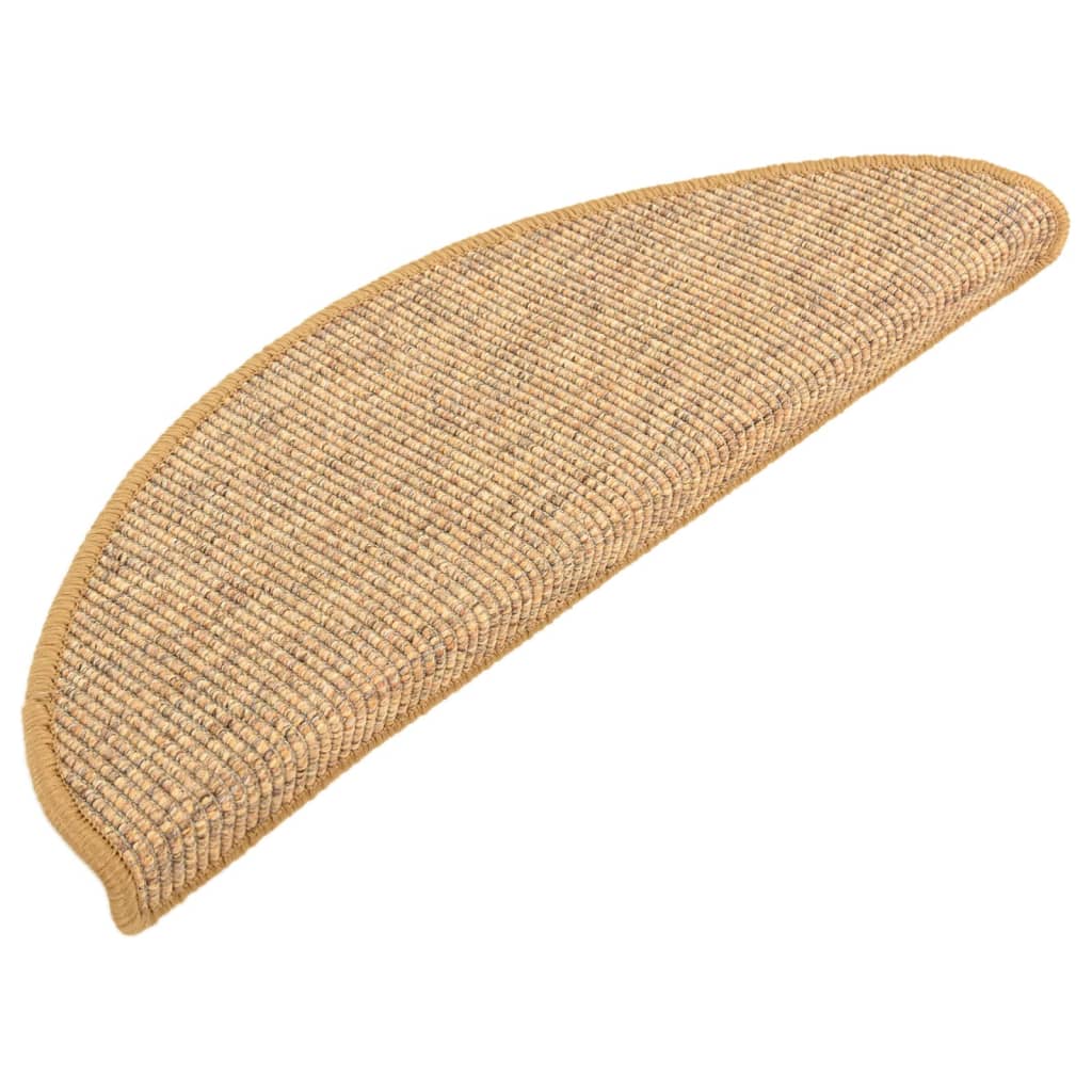 Vidaxx tapis d'escalier 15 pcs 65x21x4 cm sisal semi-circulaire grand