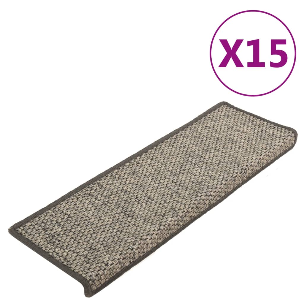 VidaXL tapis d'escalier 15 pcs 65x21x4 cm bord rectangulaire beige et gris
