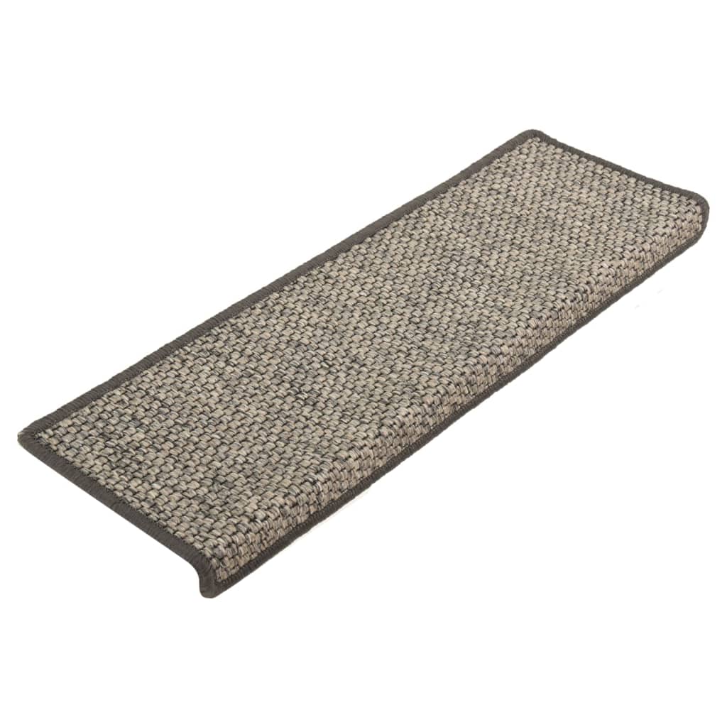 VidaXL tapis d'escalier 15 pcs 65x21x4 cm bord rectangulaire beige et gris