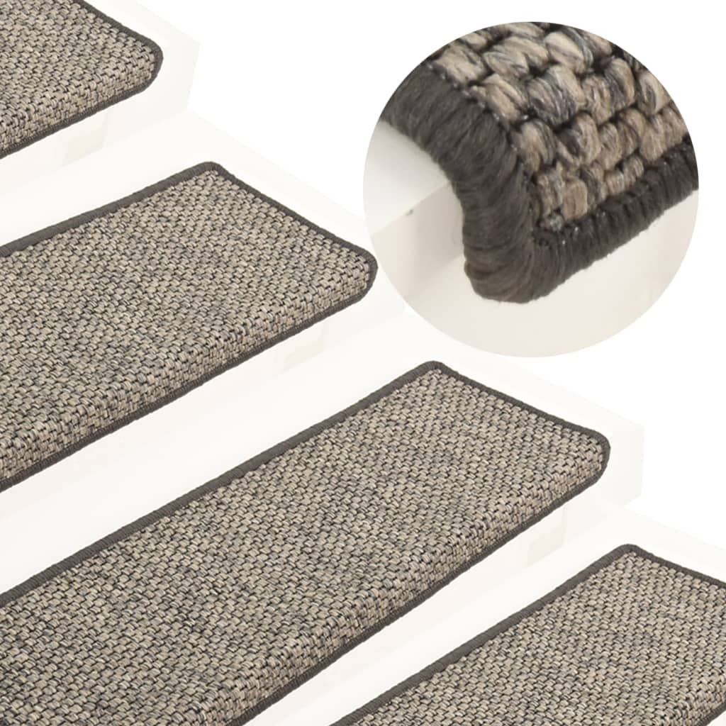 VidaXL tapis d'escalier 15 pcs 65x21x4 cm bord rectangulaire beige et gris
