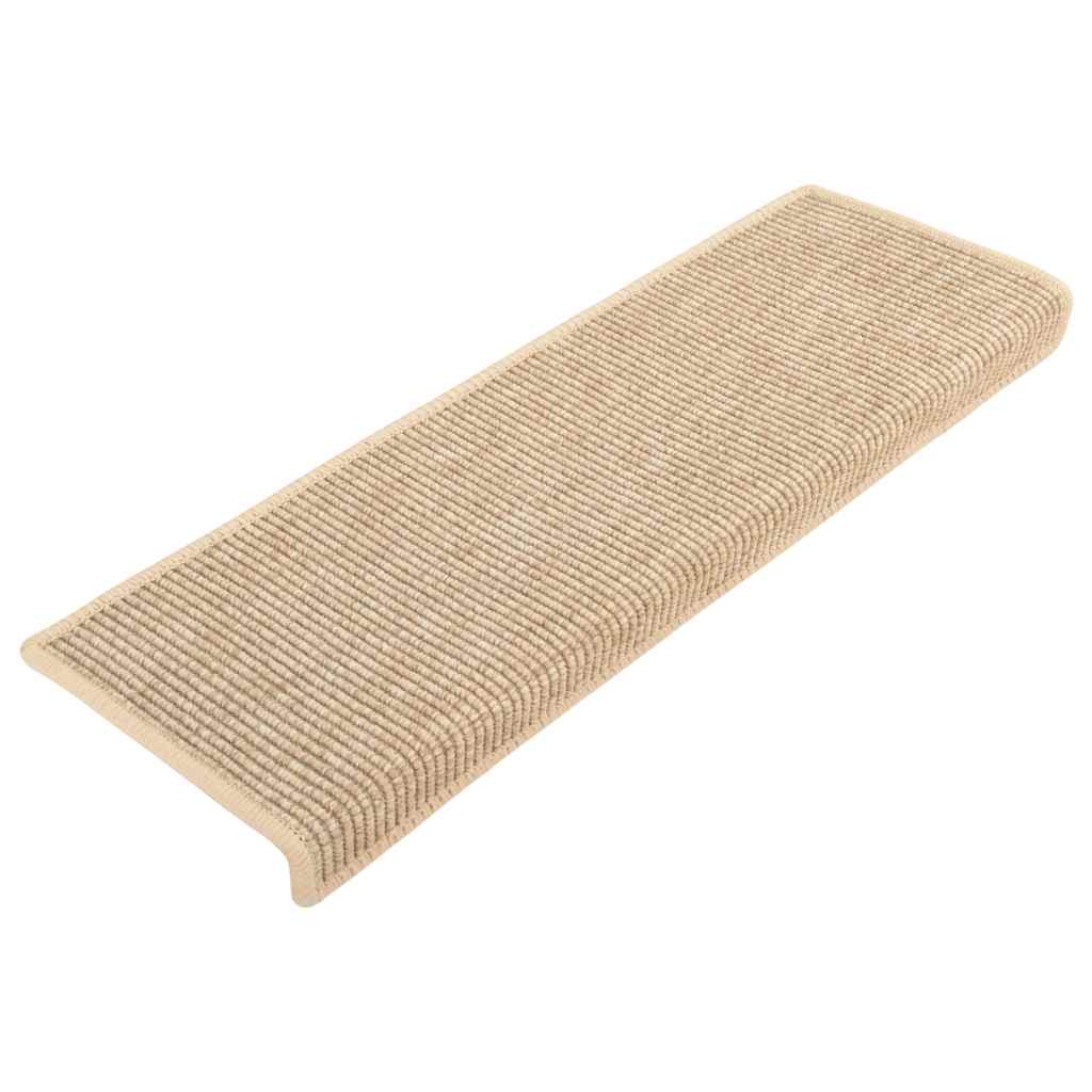 Vidaxx tapis d'escalier 15 pcs 65x21x4 cm beige clair avec bord rectangulaire