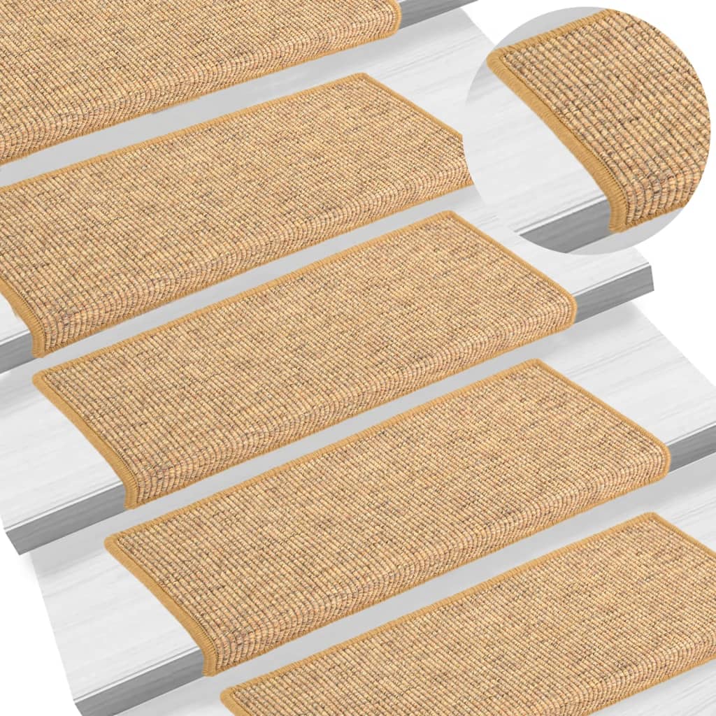 VidaXL tapis d'escalier 15 pcs 65x21x4 cm sisal bord rectangulaire