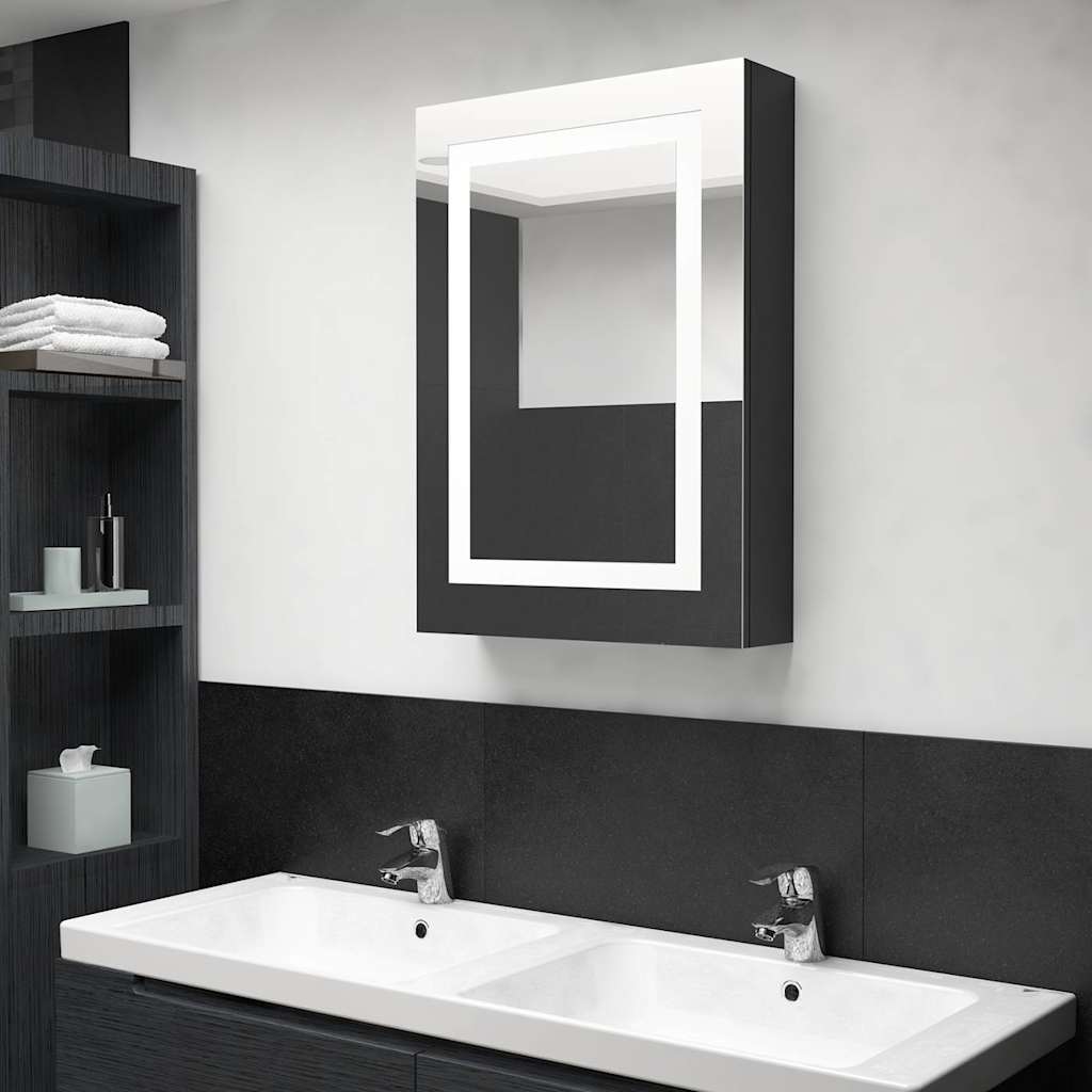 Vidaxl badkamerkast met spiegel led 50x13x70 cm glanzend zwart