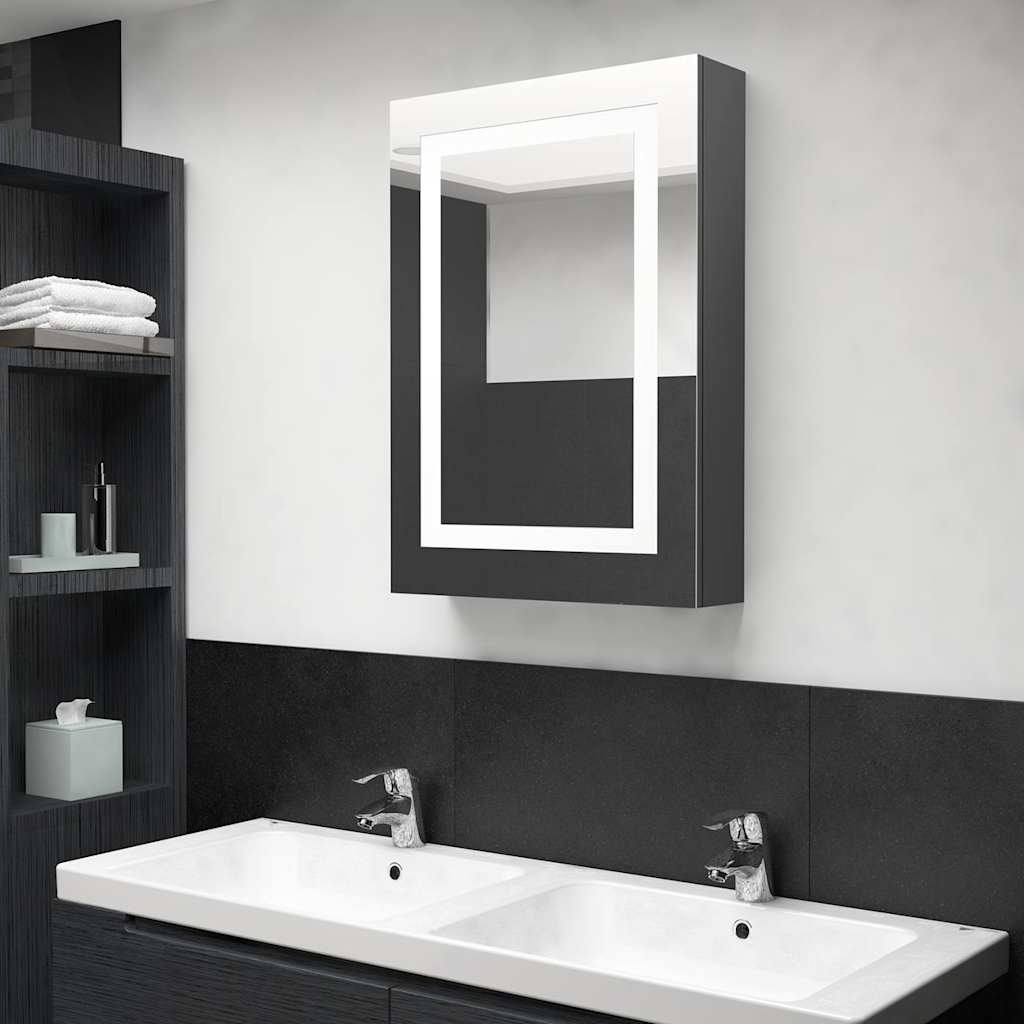 Vidaxl badkamerkast met spiegel en led 50x13x70 cm grijs