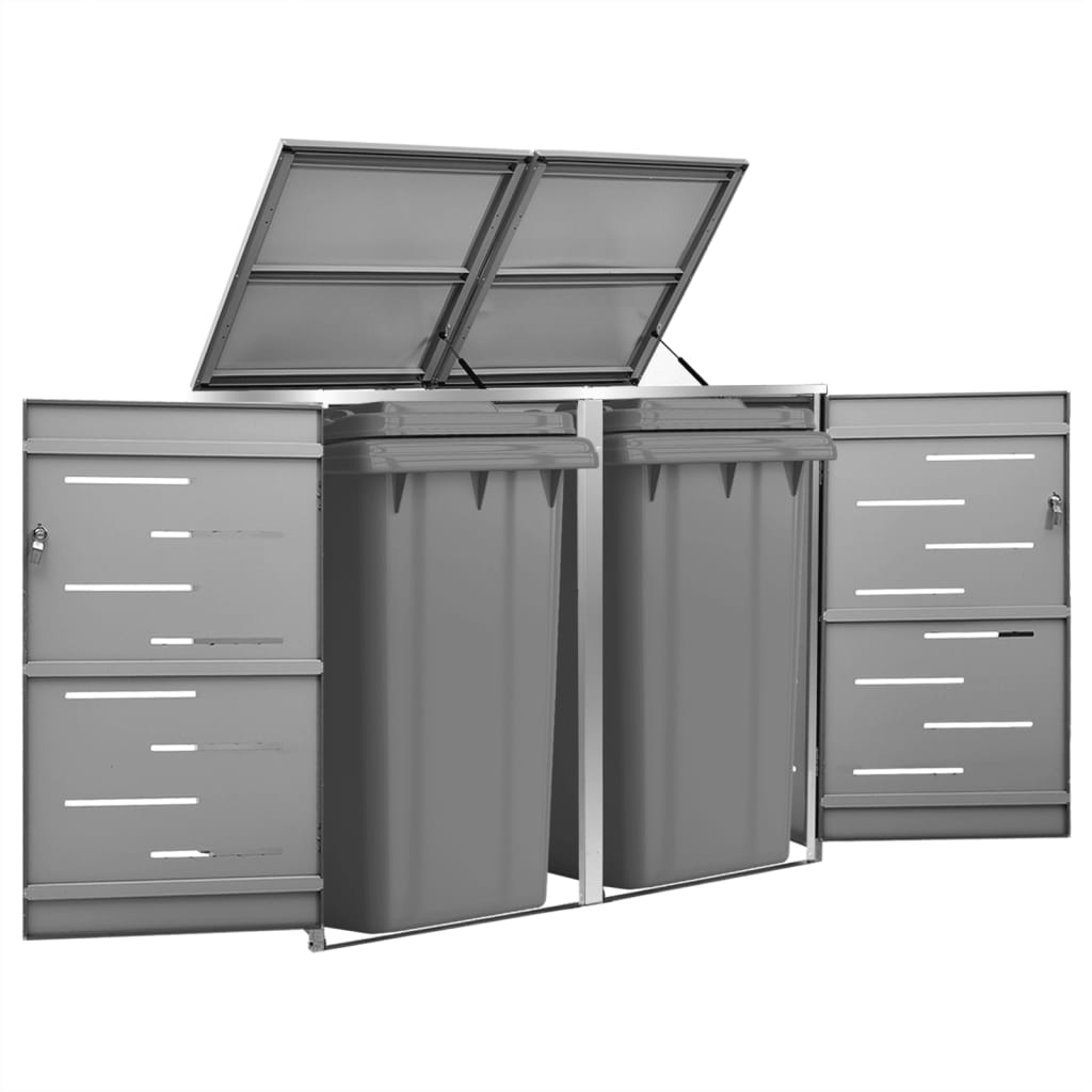 Stockage de conteneur Vidaxl Double 138x77.5x112,5 cm en acier inoxydable