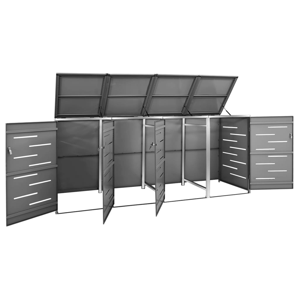 Stockage de conteneurs vidaxl quatre -double 276,5x77.5x112,5 cm en acier inoxydable
