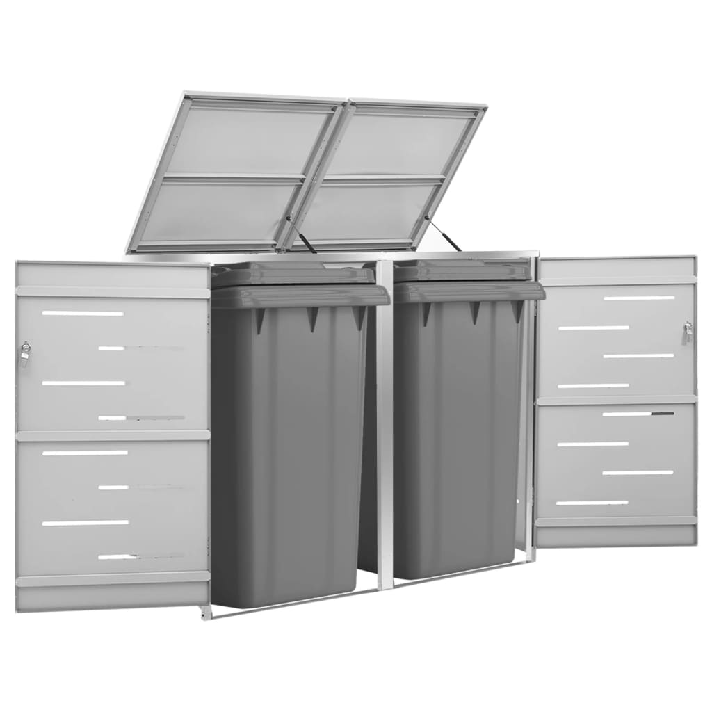 Stockage de conteneur Vidaxl Double 138x77.5x112,5 cm en acier inoxydable